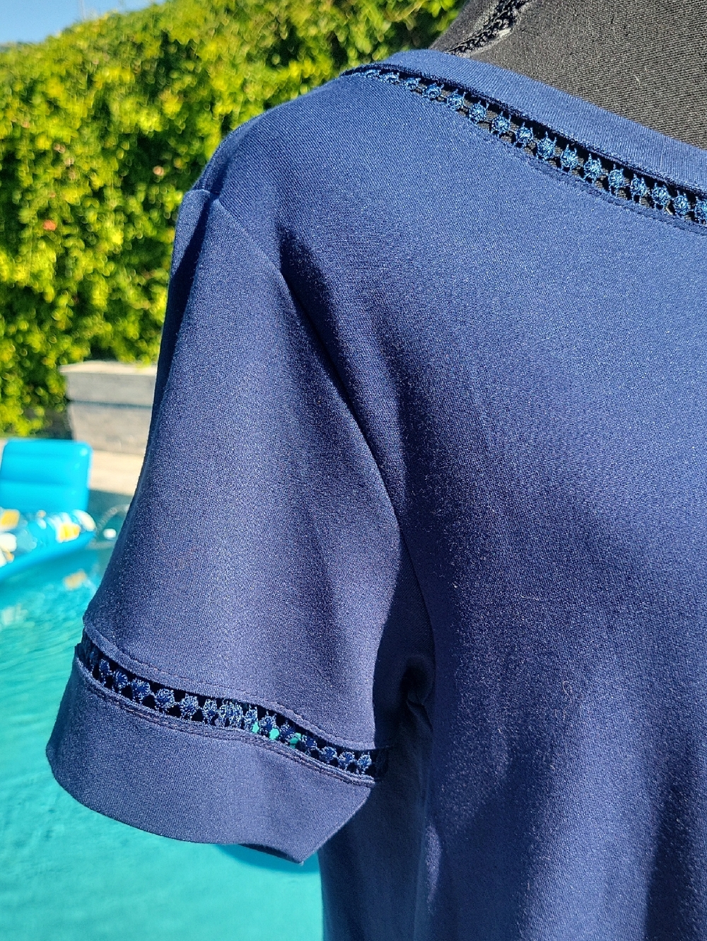 Navy Short-Sleeve Knit Top - Picture 10 of 16